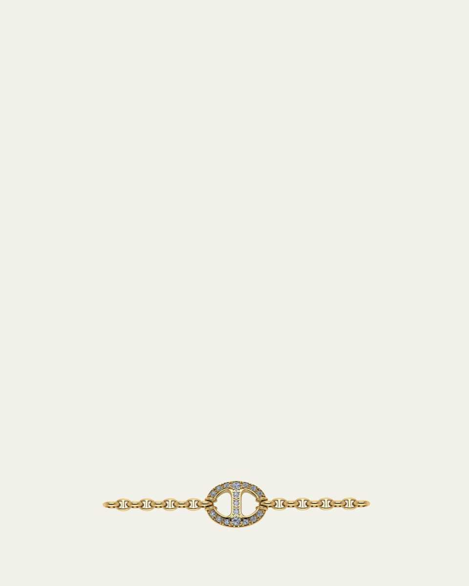 18k Yellow Gold Chain Bracelet with White Diamond Station